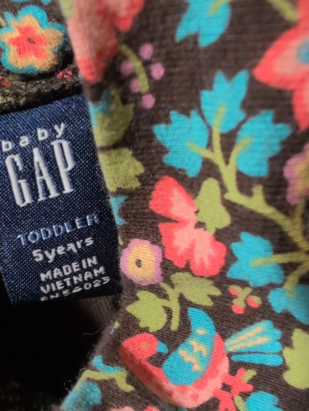 Gap Baby Y2K Floral Bird All Over Print Cotton Turtle Neck Girls Top 5Y